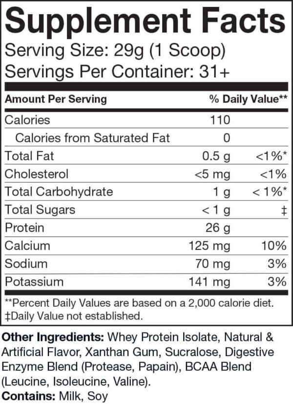 2lb 100% Whey Isolate Vanilla Milkshake – 30 servings