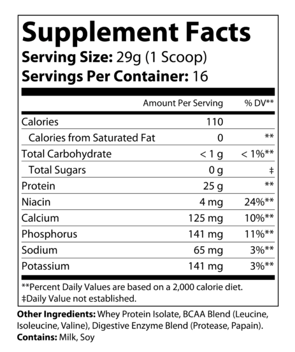 1lb Whey Armor Isolate Protein Unflavored